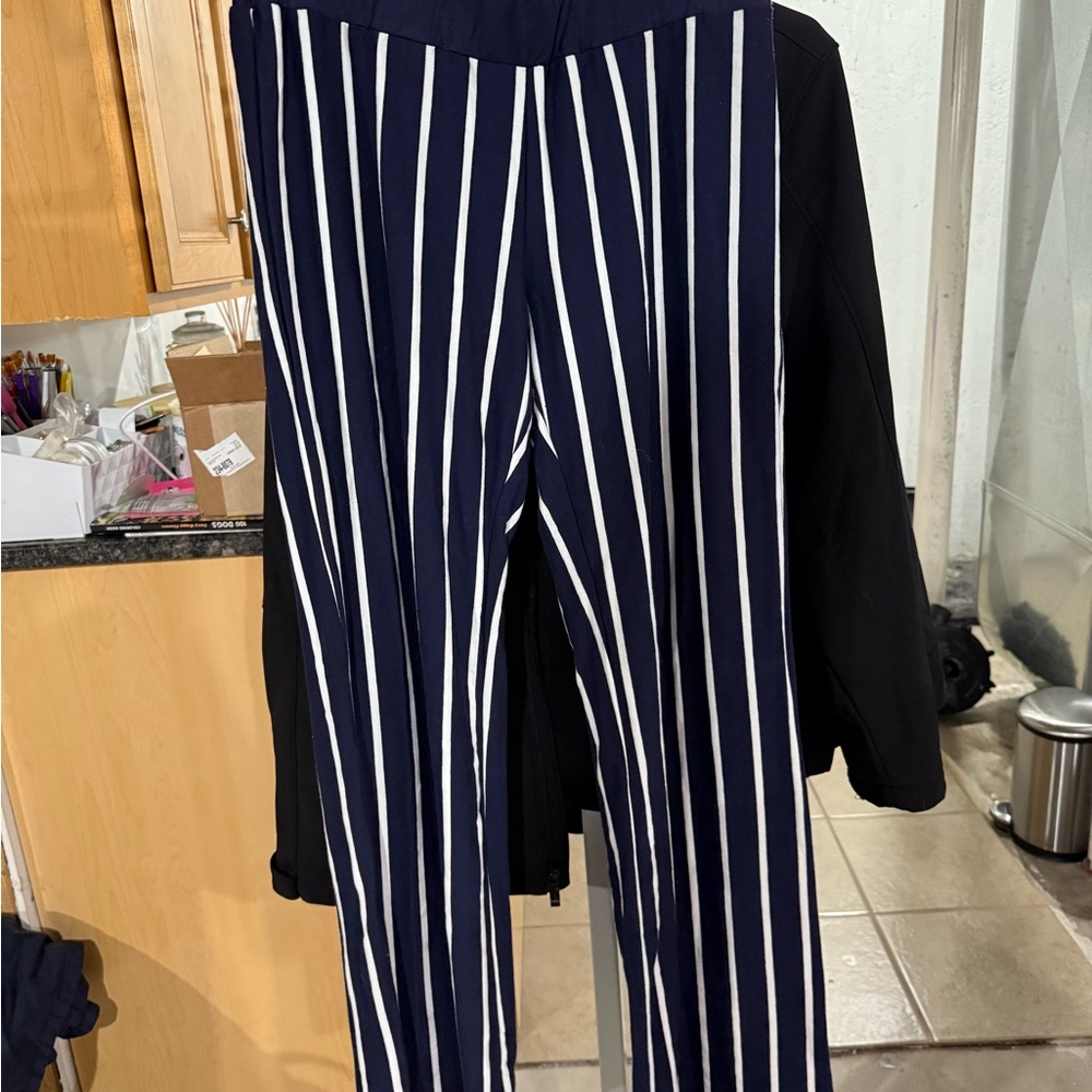 Duffield Lane Blue and White Straight Leg Pants